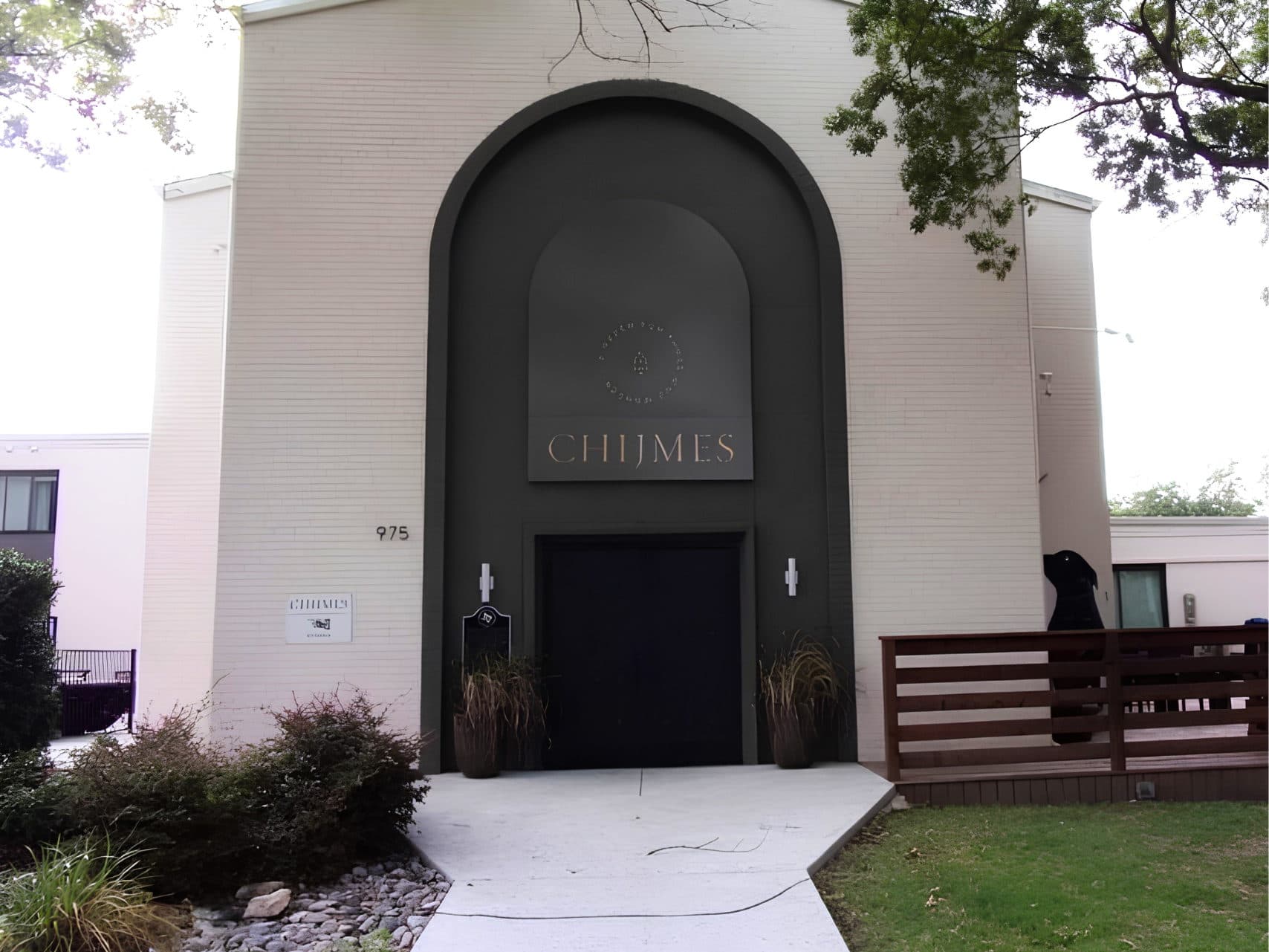 The original arched entrance of the historic building